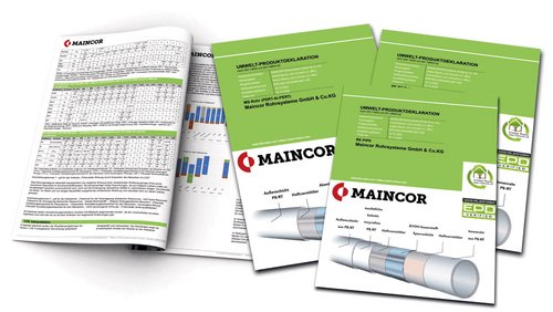 Vom SKZ veröffentlichte Umweltproduktdeklarationen für drei Rohr-Produkte von Maincor Rohrsysteme.